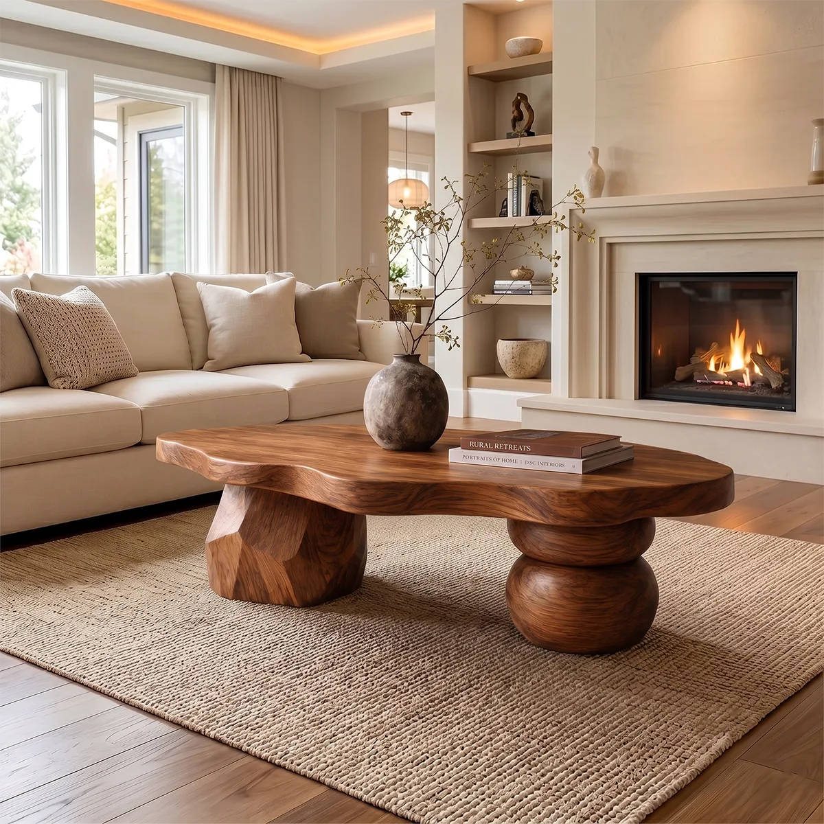 Sculptural Coffee Table with Mixed Artistic Legs | Organic Modern Statement Center Table