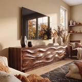 Modern Organic TV Stand with Sculpted Cabinets | Entertainment Console TT006-6CBU3TP