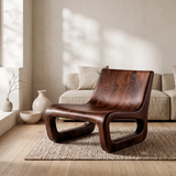Sculptural Lounge Chair with Rounded Loop Base | Organic Modern Wood Accent Chair