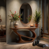 Organic Modern Console Table with Sculptural Double-Loop Base for Entryway TT006-6035