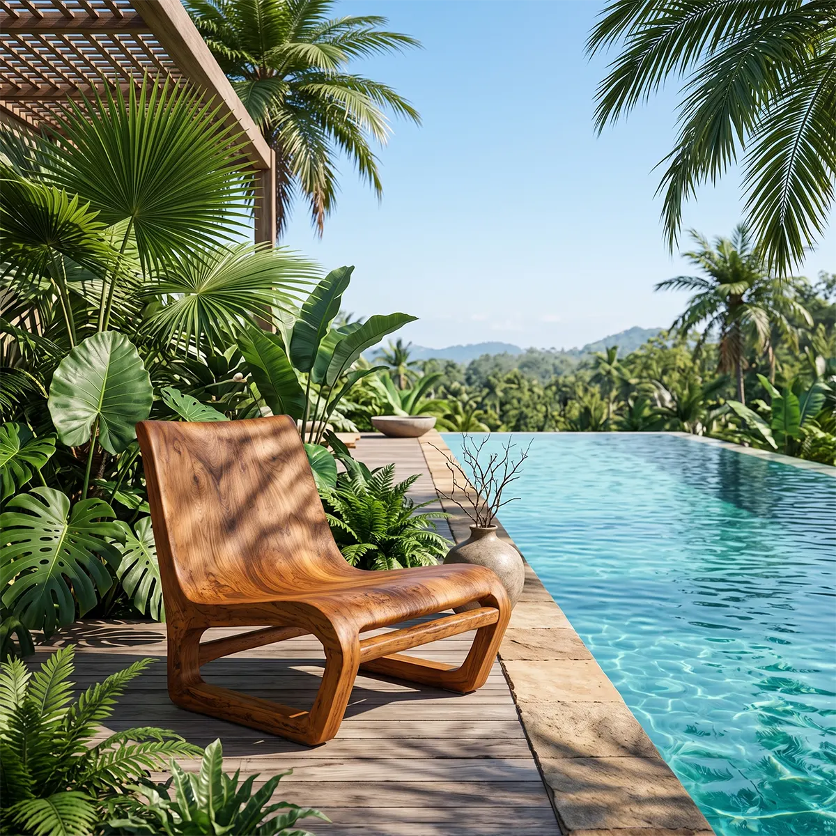 Sculptural Curved Wood Lounge Chair | Modern Organic Accent Chair