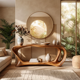 Organic Wave Console Table with Open Shelf for Modern Entryway & Living Room TT006-9593
