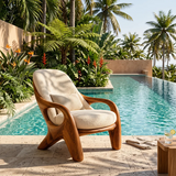 Sculptural Curved Lounge Chair with Arms | Modern Reading Chair for Living Room & Bedroom