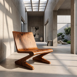 Sculptural Z-Frame Lounge Chair | Modern Low Profile Armless Accent Chair