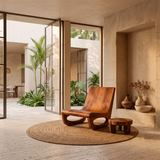 Sculptural Low Lounge Chair | Modern Organic Accent Chair with Open Loop Base