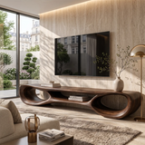 Organic Modern Sculptural TV Stand with Open Storage | Designer Media Console TT006-2PFI5LK