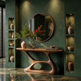 Organic Modern Console Table with Sculptural Double-Arch Base for Entryway & Living Room TT006-8669