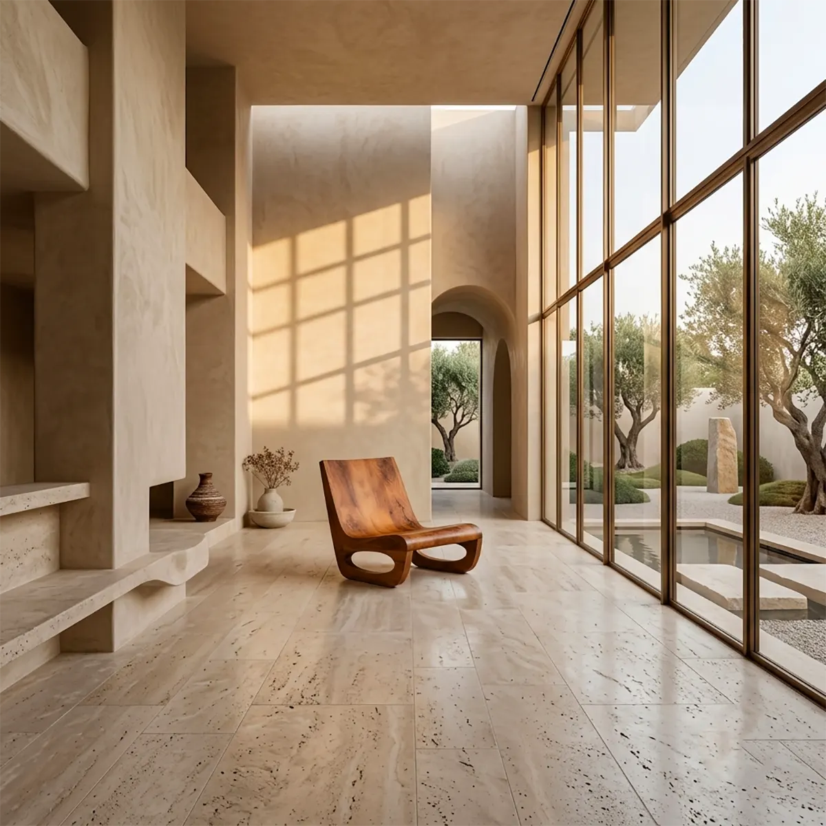 Sculptural Low Lounge Chair | Modern Organic Accent Chair with Open Loop Base