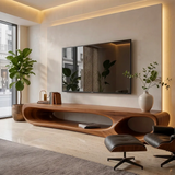 Modern Sculptural TV Stand with Open Display Shelves | Organic Media Console TT006-2SJT8FS