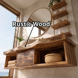 Floating Solid Wood Bathroom Vanity | Modern Wall Mounted Bathroom Vanity with Storage