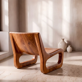 Sculptural Lounge Chair with Rounded Loop Base | Organic Modern Wood Accent Chair