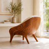 Sculptural Curved Accent Chair with Arms | Modern Lounge Chair for Living Room & Bedroom