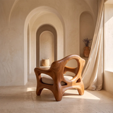 Sculptural Curved Armchair with Open Back | Organic Lounge Chair