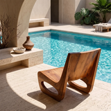 Sculptural Low Lounge Chair | Modern Organic Accent Chair with Open Loop Base