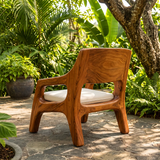 Sculptural Curved Lounge Chair | Modern Organic Accent Chair with Open Arms