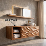 Modern Floating Bathroom Vanity with Sculpted Wave Doors | Wall Mounted Vanity Cabinet TH003-9UNQ5XS