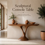 Organic Modern Console Table with Sculptural Pedestal Base for Entryway & Living Room TT006-2903