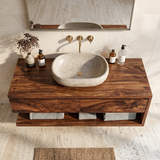 Floating Bathroom Vanity with 2 Drawers & Open Shelf | Modern Minimalist Wall Mounted Design