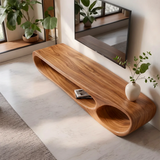 Modern Sculptural TV Stand with Open Display Shelves | Organic Media Console TT006-2SJT8FS