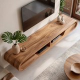 Organic Modern Floating TV Stand with Open Shelving | Wall Mounted Media Console TT006-1KVZ9HN
