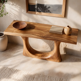 Modern Wooden Console Table with Sculptural U-Base for Entryway & Hallway TT006-2415