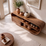 Modern Organic Console Table with Storage Drawer & Open Shelves for Entryway TT006-6372