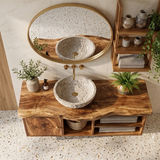 Floating Solid Wood Bathroom Vanity | Modern Bathroom Vanity with Open Storage and Cabinet TT006-3250