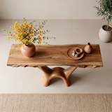Organic Modern Console Table with Sculptural Double Arch Base for Entryway & Living Room TT006-3103