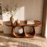 Modern Wooden Console Table with Double Arch Sculptural Base for Entryway & Hallway TT006-4553