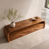 Modern Organic TV Stand with Sculpted Cabinets | Open Media Console TT006-8LGO4IB