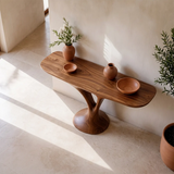 Organic Modern Console Table with Sculptural Pedestal Base for Entryway & Living Room TT006-2903