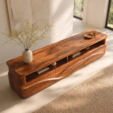 Modern Organic TV Stand with Sculpted Cabinets | Open Display Media Console TT006-5EKO4LA