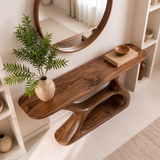 Organic Modern Console Table with Sculptural Double-Arch Base for Entryway & Living Room TT006-8669