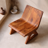 Sculptural Lounge Chair | Wide Curved Armless Accent Chair with Geometric Open Base