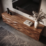 Modern Organic TV Stand with Sculpted Cabinets | Entertainment Console TT006-6CBU3TP