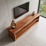 Modern Open Shelf TV Stand – Low Profile Media Console with 2-Tier Storage