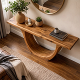 Modern Wooden Console Table with Sculptural Curved U-Base for Entryway & Hallway TT006-2563
