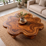 Organic Solid Wood Coffee Table | Sculptural Flower-Shaped Modern Center Table TT006-3040