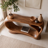 Organic Modern Console Table with Sculptural Open Frame & Display Shelf TT006-1286
