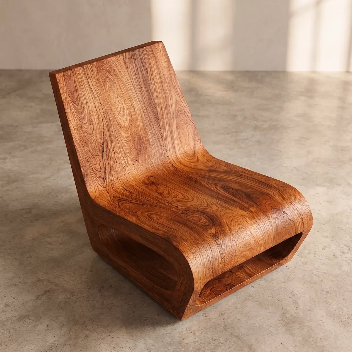 Modern Sculptural Lounge Chair | Curved Armless Accent Chair for Living Room & Reading Corner