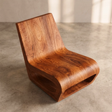 Modern Sculptural Lounge Chair | Curved Armless Accent Chair for Living Room & Reading Corner