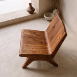 Sculptural Armless Lounge Chair | Modern Organic Accent Chair with Open Frame Base