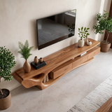 Modern Organic TV Stand with Sculptural Wave Frame & Three Drawer Storage TT006-9XJR2WM