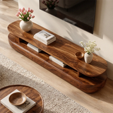 Organic Modern TV Stand with Open Shelf & 2 Drawers | Modern Media Console TT006-1JRE9PZ