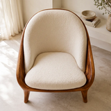 Sculptural Curved Accent Chair with Arms | Modern Lounge Chair for Living Room & Bedroom
