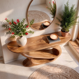 Organic Modern Console Table with Sculptural Double-Loop Base for Entryway TT006-6035