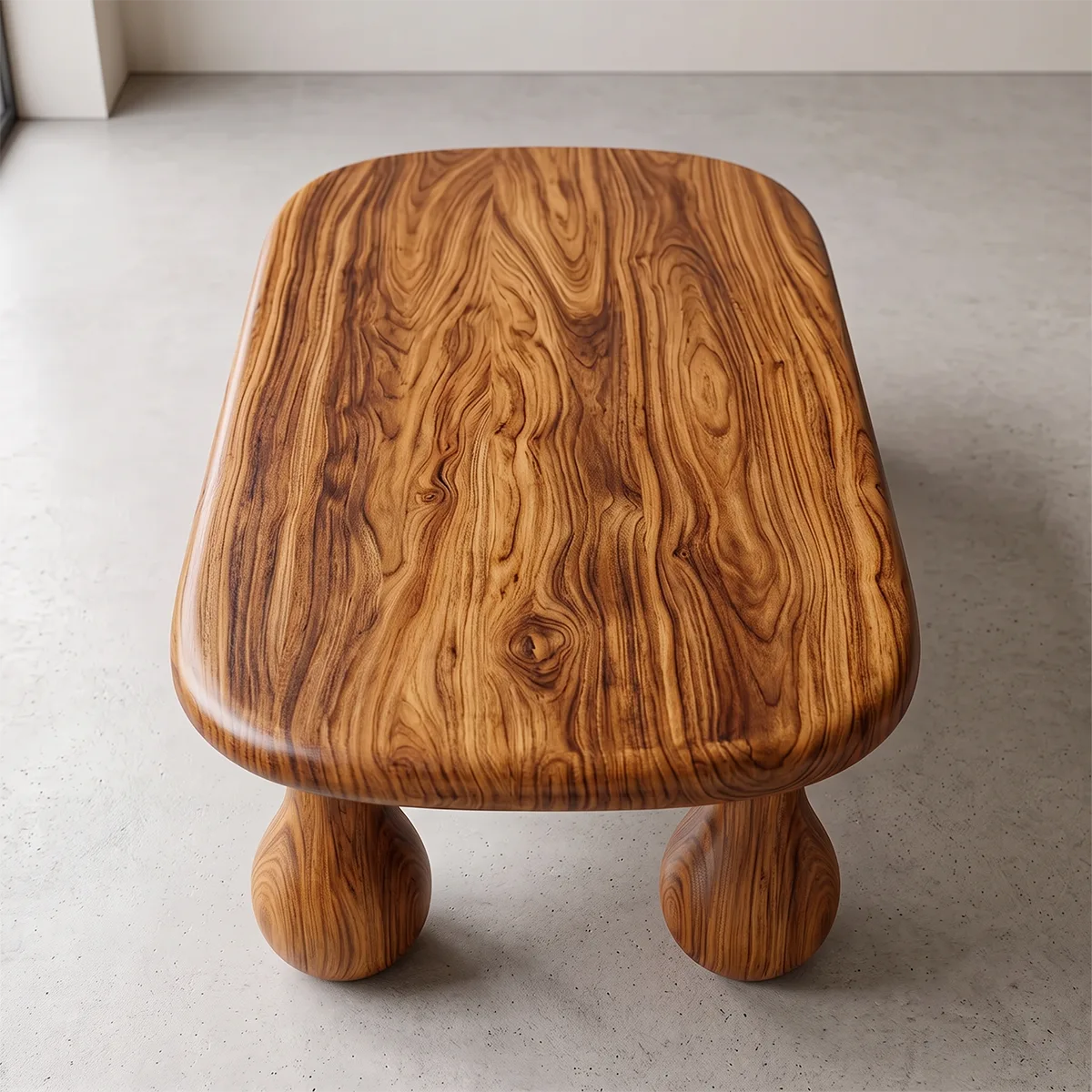 Modern Coffee Table | Organic Rounded Rectangle Cocktail Table TH003-4084
