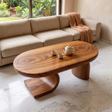 Modern Sculptural Coffee Table | Oval Center Table with Curved Pedestal Base TH003-2377