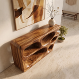 Organic Sculptural Console Table | Modern Open Shelf Console with Abstract Architectural Design TH003-9123