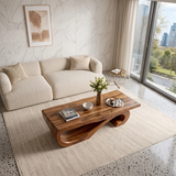 Sculptural Curved Coffee Table | Organic Modern Wave Living Room Center Table